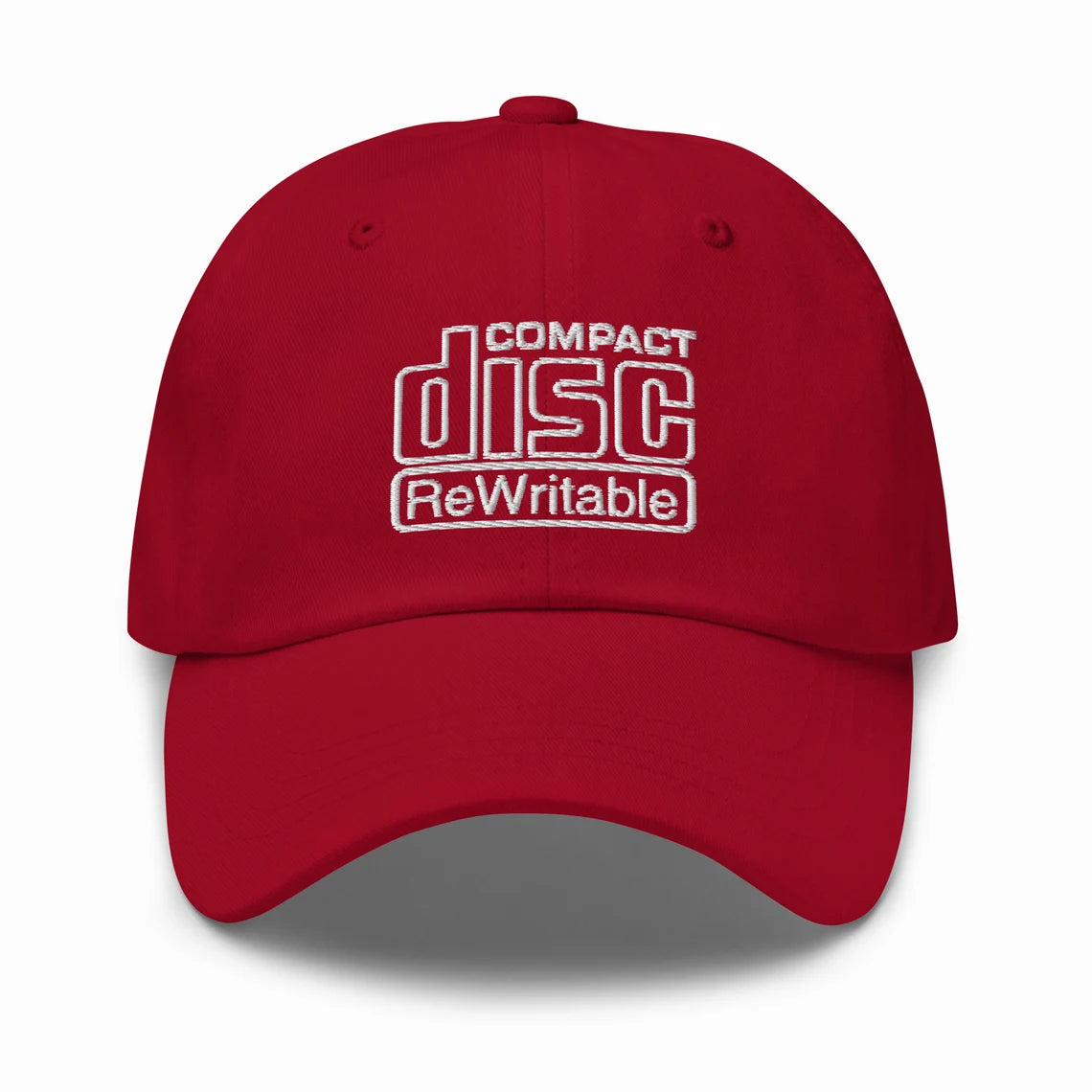 Vintage Style CD Compact Disc Rewritable Tape - Embroidered Dad Hat / Baseball Cap - Y2K Style - Gift for Him / Dad